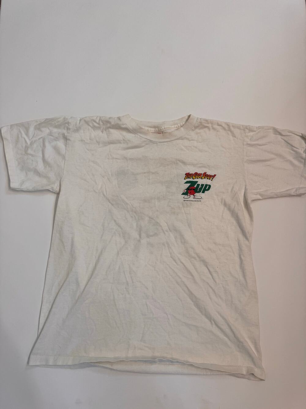 Vintage 1991 7-Up The Cool Spot T-Shirt Size L 100% Cotton